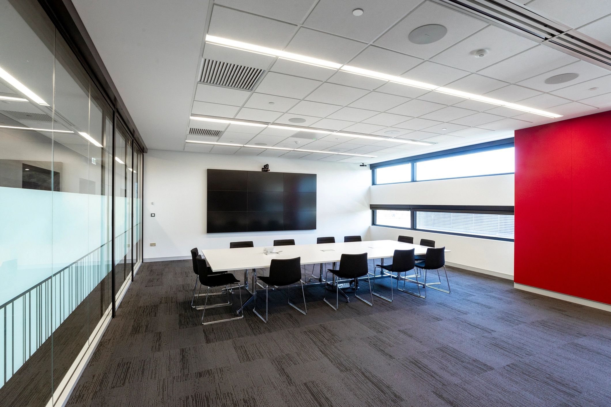 Conference room prepared for a business meeting